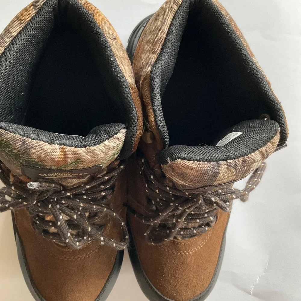 Herman Survivors Mens 9 Waterproof Hiking Boots Camo Brown Leather Hunting Shoes